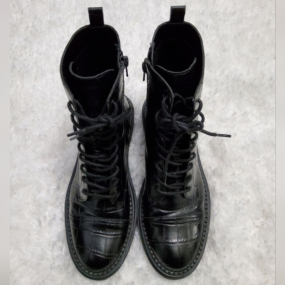 Croc Embossed Combat Boots